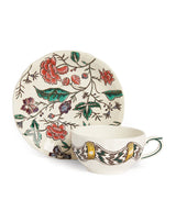 Hand-Painted Floral Teacup and Saucer Set, 130ml Capacity