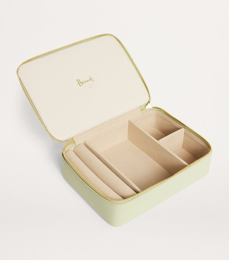 Harrods large soft grain leather trinket box with zip fastening - British product
