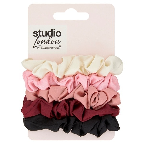 Studio London Skinny Ruched Scrunchies 5pk GOODS Superdrug