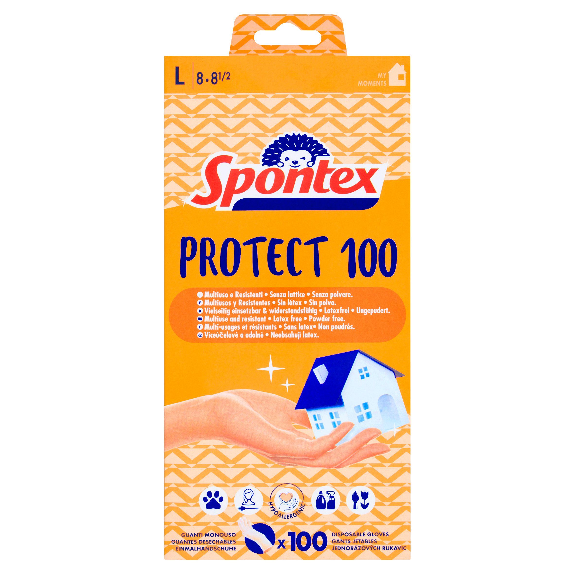 Spontex Protect Disposable Gloves Large x100 Rubber gloves cloths scourers & brushes Sainsburys