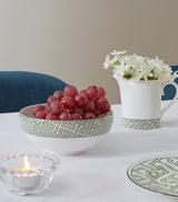 Ceramic Breakfast Bowl with Maze Geometric Design 15cm Diameter