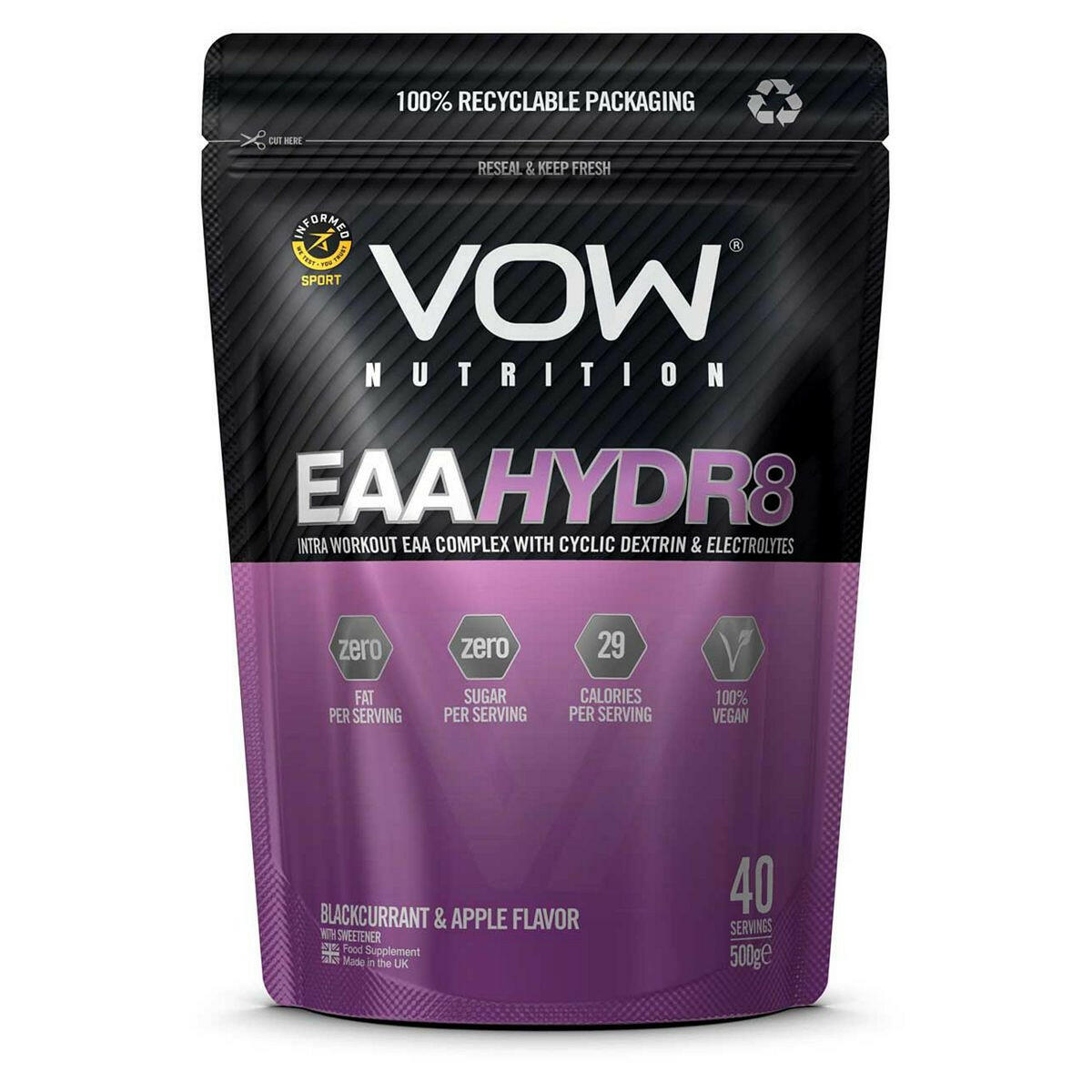 VOW Nutrition EAA Hydr8 Blackcurrant & Apple 500g GOODS Boots