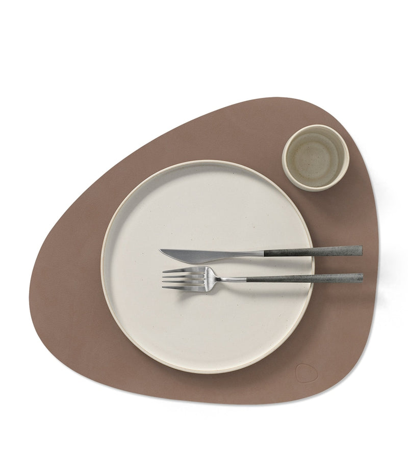Linddna large curve table mat set of 4 in recycled leather, UK version