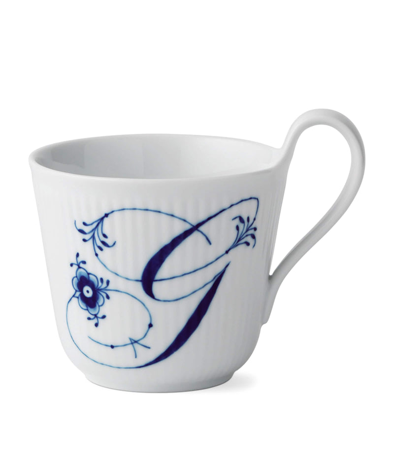 Royal Copenhagen porcelain fluted alphabet mug, imported from the UK