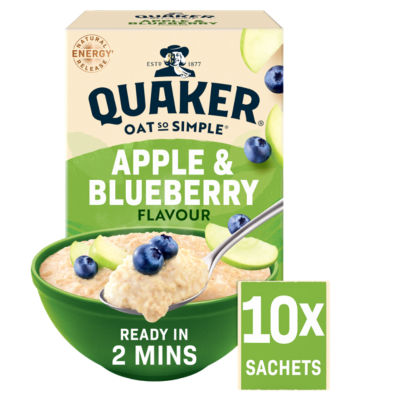 Quaker Apple Blueberry Porridge Sachets 10 x 36g imported from the UK