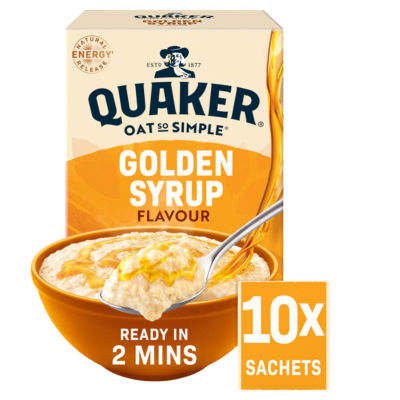 Quaker golden syrup porridge sachets 10x36g, imported from the UK
