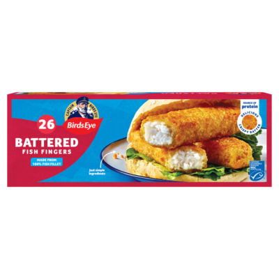 Birds Eye crisped battered fish fingers 728g - British product