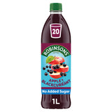 Robinsons no added sugar apple blackcurrant squash 1L, imported from the UK