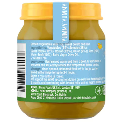 Heinz beef & sweet potato mash baby food jar 120g, UK version
