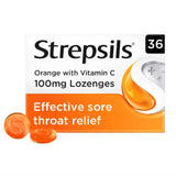 Strepsils Orange Vitamin C Sore Throat Relief Lozenges 36 Lozenges