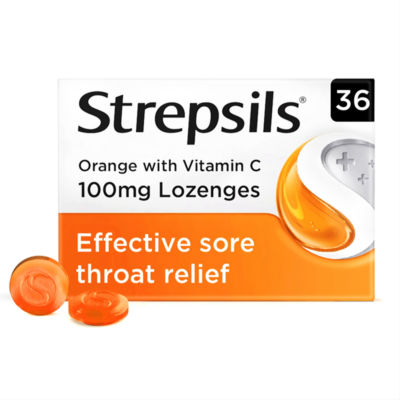 Strepsils Orange Vitamin C lozenges pack of 36 (British brand)