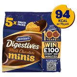 McVitie's Chocolate Digestive Mini Biscuits Multipack 5 x 19g, imported from the UK