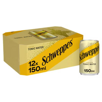Schweppes Indian tonic water 12 x 150ml cans (British brand)