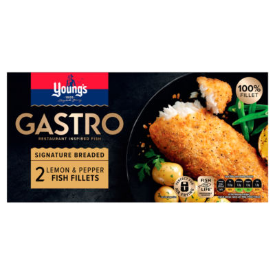 Young's breaded fish fillets lemon pepper 270g (British brand)