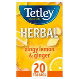 Tetley zingy lemon and ginger herbal tea bags x20 (British brand)