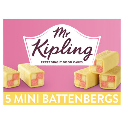 Mr Kipling Mini Battenberg Cakes 5 Pack, imported from the UK