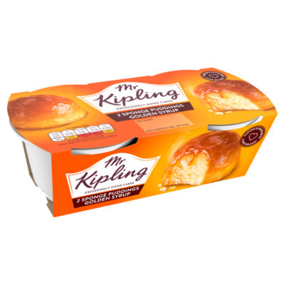 Mr Kipling golden syrup sponge pudding 2x95g, imported from the UK