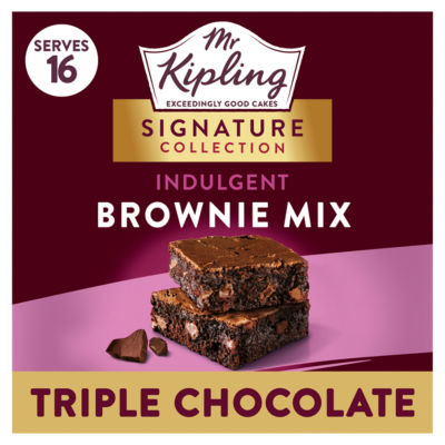 Mr Kipling triple chocolate brownie mix 379g, imported from the UK