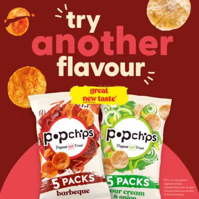 Popchips sea salt & vinegar popped potato snacks multipack 5 packs, imported from the UK