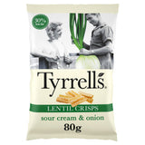 Tyrrells lentil crisps sour cream and onion 80g (British brand)