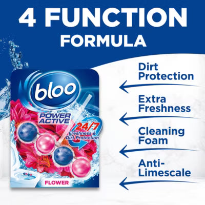 Bloo Power Active flower toilet rim blocks 2 x 50g - British product