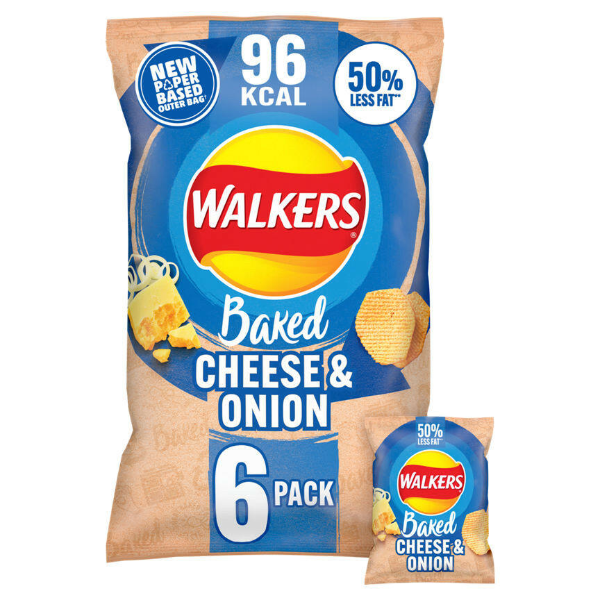 Walkers Baked Cheese & Onion Multipack Snacks Crisps 6 x 22g GOODS ASDA