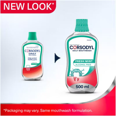 Corsodyl Alcohol Free Fresh Mint Mouthwash 500ml - British product