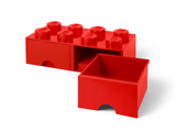 LEGO 8-Stud Red Storage Brick Drawer with 2 Drawers, imported from the UK