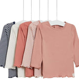 MS Cotton Long Sleeve Pink Mix Tops 5 Pack 6-9 Months