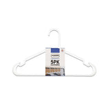 Solid Plastic Clothes Hangers, White, Pack of 5