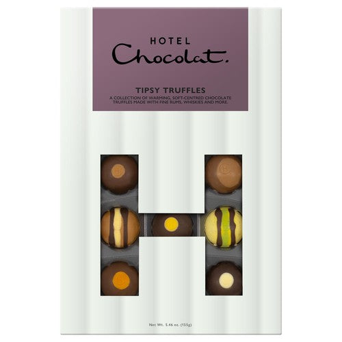 Hotel Chocolat Tipsy Truffles H-box with spirits and champagne, 14-piece chocolate box, UK version