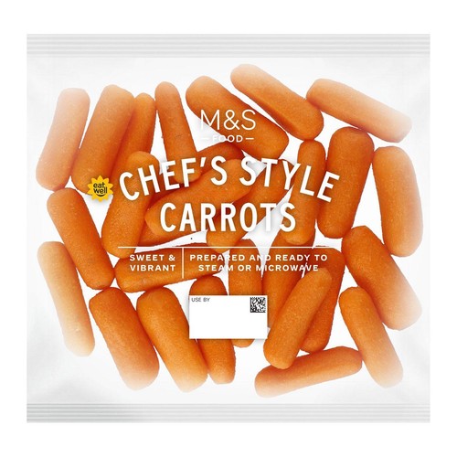 M&S chef's style prepped carrots ready to cook, imported from the UK