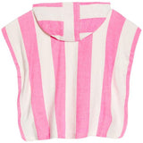 MS Girls Pure Cotton Towelling Striped Poncho 5-6 Years Pink