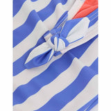 M&S Girls Striped Swimming Costume, 3-4 Years, Blue