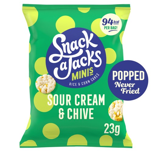 Snack a Jacks sour cream & chive rice and corn cakes 23g bag (British brand)