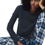 M&S Check Bottoms PJ Set, Large, Navy