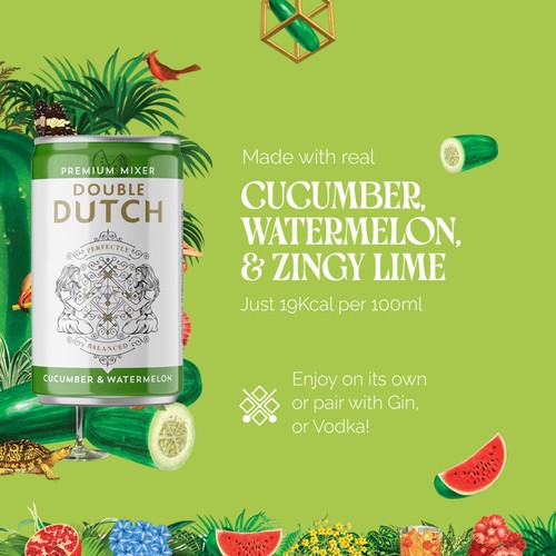 Double Dutch cucumber and watermelon premium mixer - British product
