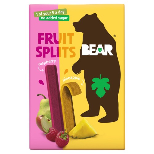 Bear raspberry and pineapple fruit splits snack pack - British product