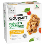 Gourmet wet cat food can with poultry and vegetables for adult cats, UK version