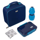 Polar Gear insulated 4-piece lunch set with bottle and ice pack in navy, imported from the UK