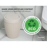 Addis Faux Hessian Plastic Round Swing Lid Bathroom Bin White
