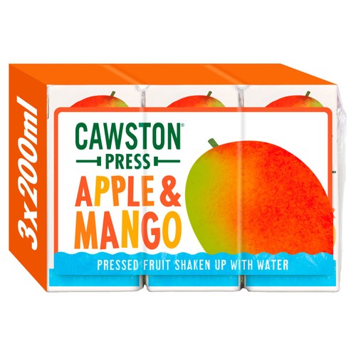 Cawston Press apple and mango juice drink, 3x200ml - British product