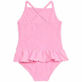 MS Girls Floral Textured Frill Swimming Costume 6-7 Years Pink