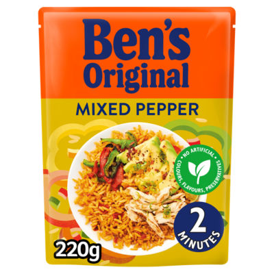 Ben's Original Mixed Pepper Microwave Rice 220g, UK version