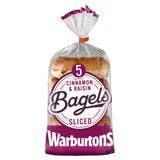 Warburtons cinnamon raisin sliced bagels 5 pack (British brand)