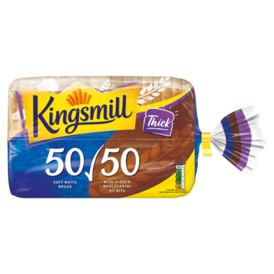 Kingsmill 50/50 thick sliced bread loaf 800g, UK version