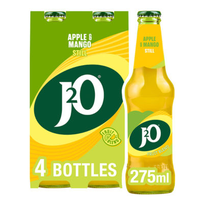 J2O apple and mango soft drink 4 x 275ml bottles, UK version