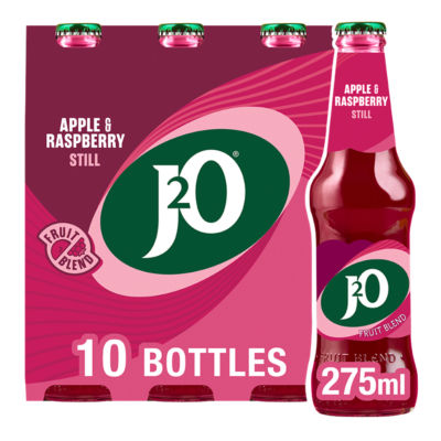 J2O apple and raspberry soft drink 10 x 275ml bottles, UK version