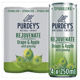 Purdey's Natural Energy Rejuvenate Sparkling Grape & Apple with Ginseng Energy Drink 4 x 250ml