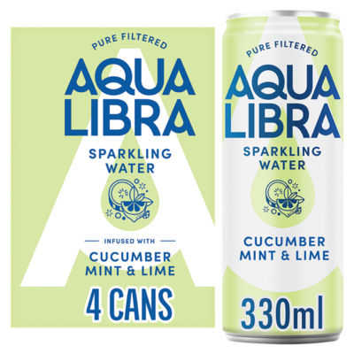 Aqua Libra Cucumber Mint & Lime Sparkling Water 4 x 330ml - British product